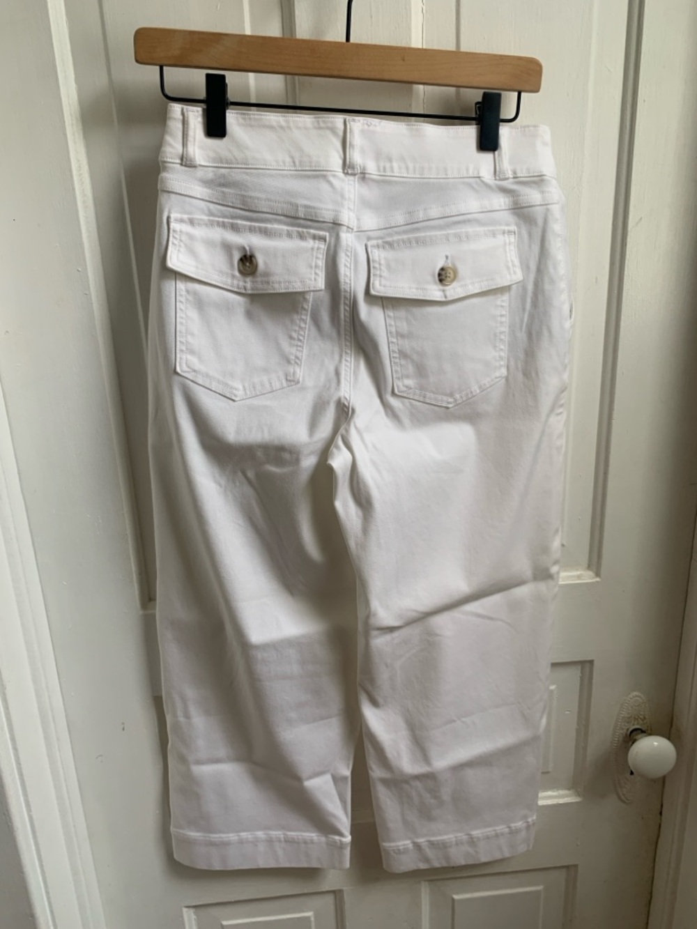 Spanx Stretch Twill Wide Leg Crop Pants Bright White Medium Contemporary - Picture 3 of 5